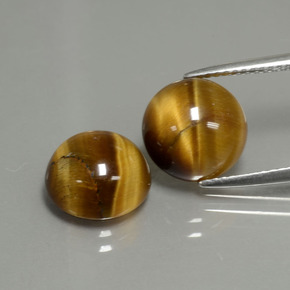 7.43 ct Brown Tiger's Eye Gemstone, Tiger's Eye Gem in Round Cabochon Shape for Sale.