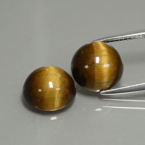 7.61 ct Brown Tiger's Eye Gemstone, Tiger's Eye Gem in Round Cabochon Shape for Sale.