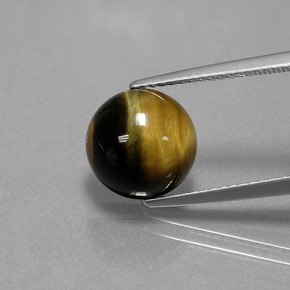 3.81 ct Brown Tiger's Eye Gemstone, Tiger's Eye Gem in Round Cabochon Shape for Sale.