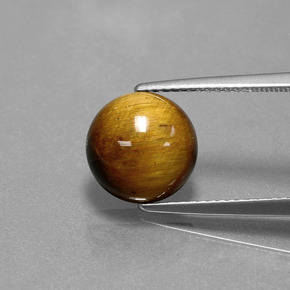 3.46 ct Brown Tiger's Eye Gemstone, Tiger's Eye Gem in Round Cabochon Shape for Sale.