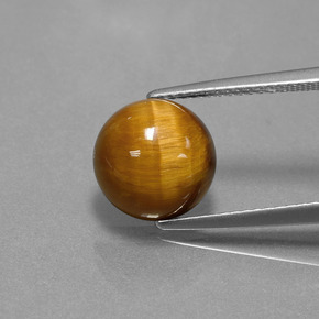3.69 ct Brown Tiger's Eye Gemstone, Tiger's Eye Gem in Round Cabochon Shape for Sale.