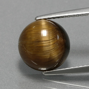 3.74 ct Brown Tiger's Eye Gemstone, Tiger's Eye Gem in Round Cabochon Shape for Sale.
