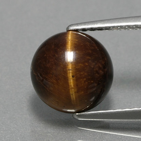 2.79 ct Brown Tiger's Eye Gemstone, Tiger's Eye Gem in Round Cabochon Shape for Sale.