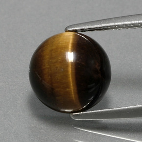2.78 ct Brown Tiger's Eye Gemstone, Tiger's Eye Gem in Round Cabochon Shape for Sale.