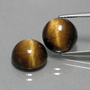 7.47 ct Brown Tiger's Eye Gemstone, Tiger's Eye Gem in Round Cabochon Shape for Sale.