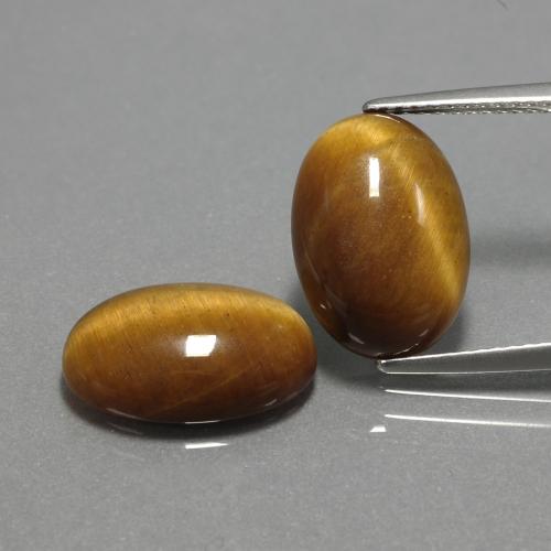 Medium-Light Brown Tiger's Eye Gem - 4.5ct Oval Cabochon (ID: 390499)