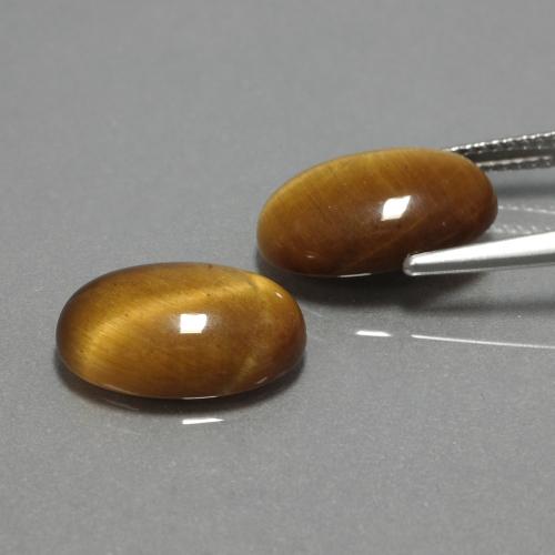 Tiger's Eye Gemstones in 14 x 10 mm (calibrated) Size for Sale, Tiger's Eye Stones in Golden Brown Color