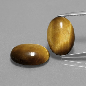 Medium-Light Brown Tiger's Eye Gem - 4.6ct Oval Cabochon (ID: 390509)