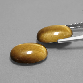 Tiger's Eye Gemstones in 14 x 10 mm (calibrated) Size for Sale, Tiger's Eye Stones in Medium-Light Brown Color