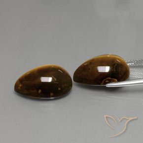 Tiger's Eye Gemstones in 18 x 13 mm (calibrated) Size for Sale, Tiger's Eye Stones in Russet Brown Color