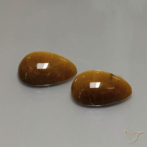 22.63 ctw Brown Tiger's Eye Stones, Natural Tiger's Eye in Pear Cabochon Shape for Sale