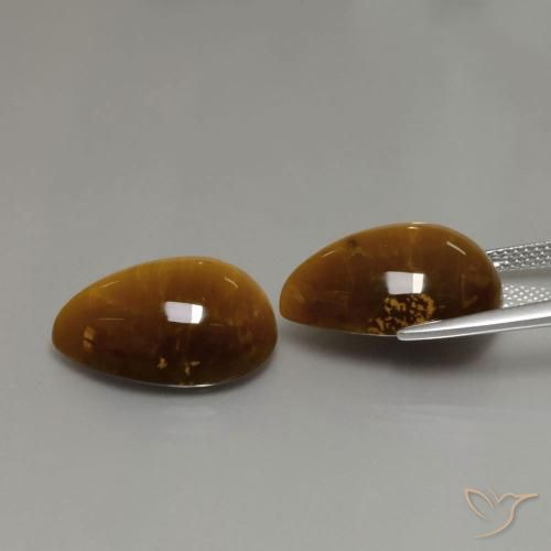Tiger's Eye Gemstones in 18 x 13 mm (calibrated) Size for Sale, Tiger's Eye Stones in Golden Brown Color