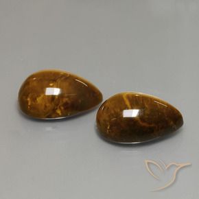 22.82 ctw Brown Tiger's Eye Stones, Natural Tiger's Eye in Pear Cabochon Shape for Sale
