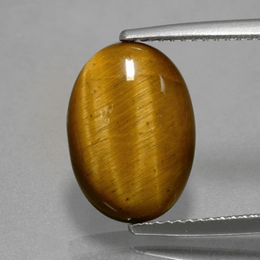 4.37 ct Brown Tiger's Eye Gemstone, Tiger's Eye Gem in Oval Cabochon Shape for Sale.