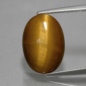 4.49 ct Brown Tiger's Eye Gemstone, Tiger's Eye Gem in Oval Cabochon Shape for Sale.