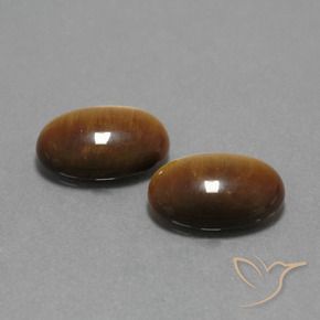 9.13 ctw Brown Tiger's Eye Stones, Natural Tiger's Eye in Oval Cabochon Shape for Sale