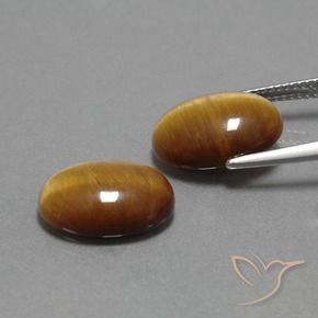 Tiger's Eye Gemstones in 14 x 10 mm (calibrated) Size for Sale, Tiger's Eye Stones in Medium-Light Brown Color