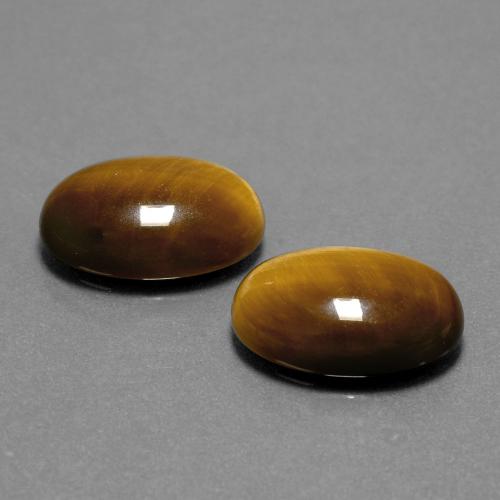 8.94 ctw Brown Tiger's Eye Stones, Natural Tiger's Eye in Oval Cabochon Shape for Sale