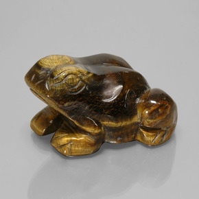 284.94 ct Brown Tiger's Eye Stone, Natural Tiger's Eye in Carved Frog Shape for Sale