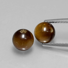 3.57 ct Brown Tiger's Eye Gemstone, Tiger's Eye Gem in Drilled Sphere Shape for Sale.
