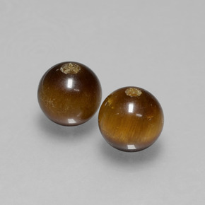 3.57 ct Brown Tiger's Eye Stone, Natural Tiger's Eye in Drilled Sphere Shape for Sale