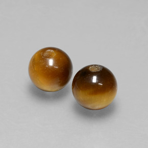 3.21 ct Brown Tiger's Eye Stone, Natural Tiger's Eye in Drilled Sphere Shape for Sale
