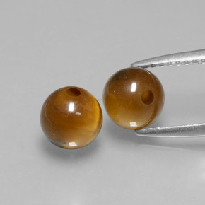 3.26 ct Brown Tiger's Eye Gemstone, Tiger's Eye Gem in Drilled Sphere Shape for Sale.