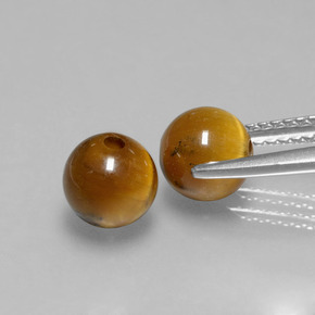 Tiger's Eye Gemstone in 6.4 mm Size for Sale, Tiger's Eye Stone in Gold Brown Color