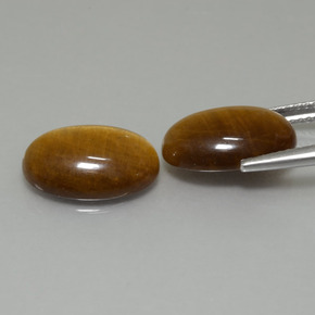 Tiger's Eye Gemstones in 14 x 10 mm (calibrated) Size for Sale, Tiger's Eye Stones in Medium-Light Brown Color