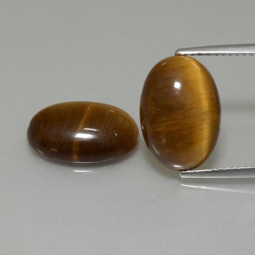 Golden Brown Tiger's Eye Gem - 4.6ct Oval Cabochon (ID: 396981)