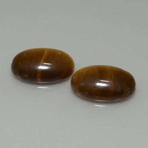 9.09 ctw Brown Tiger's Eye Stones, Natural Tiger's Eye in Oval Cabochon Shape for Sale