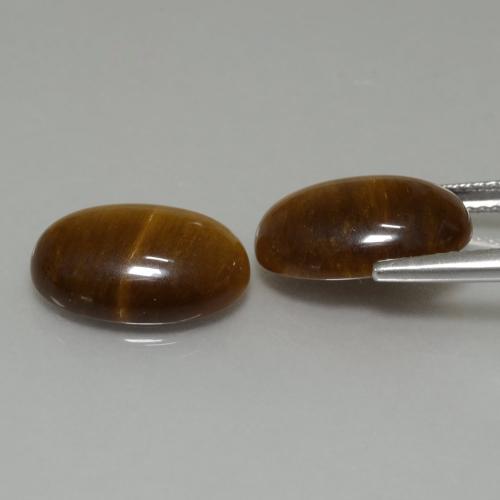 Tiger's Eye Gemstones in 14 x 10 mm (calibrated) Size for Sale, Tiger's Eye Stones in Warm Brown Color