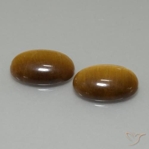 9.16 ctw Brown Tiger's Eye Stones, Natural Tiger's Eye in Oval Cabochon Shape for Sale