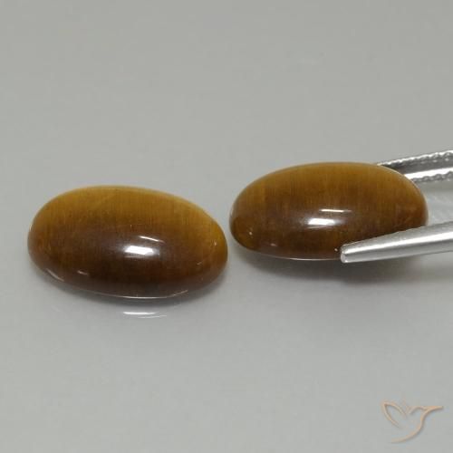 Tiger's Eye Gemstones in 14 x 10 mm (calibrated) Size for Sale, Tiger's Eye Stones in Warm Brown Color