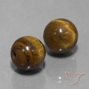 25.67 ctw Brown Tiger's Eye Stones, Natural Tiger's Eye in Drilled Sphere Shape for Sale