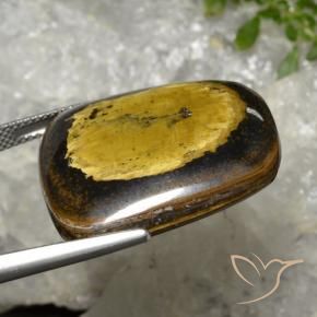 Tiger's Eye Gemstone in 25.8 x 24.1 mm Size for Sale, Tiger's Eye Stone in Yellowish Brown Color