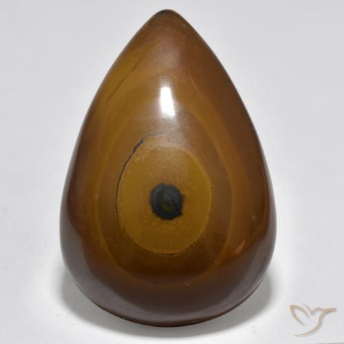 44.39 ct Brown Tiger's Eye Gemstone, Tiger's Eye Gem in Pear Cabochon Shape for Sale.