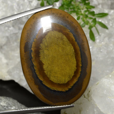 Cedar Brown Тигриный Глаз Камень - 34.9ct Овал Кабошон (ID: 471080)