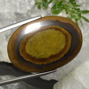 34.91 ct Brown Tiger's Eye Stone, Natural Tiger's Eye in Oval Cabochon Shape for Sale