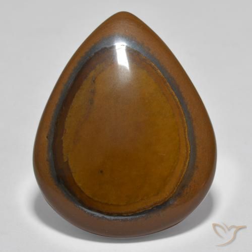 34.80ct Natural Cedar Brown Tiger's Eye, Pear Shape, Opaque