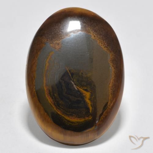 24.04ct Natural Medium-Dark Brown Tiger's Eye, Oval, Opaque