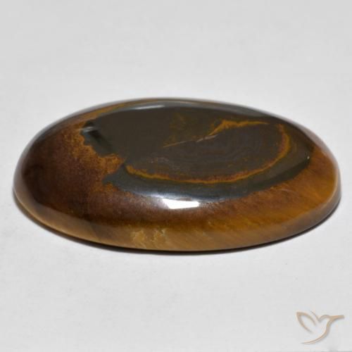 Tiger's Eye Gemstone in 27 x 20 mm (calibrated) Size for Sale, Tiger's Eye Stone in Medium-Dark Brown Color