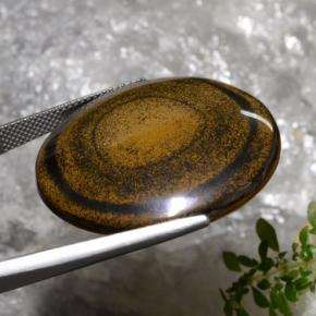 Tiger's Eye Gemstone in 30.6 mm Size for Sale, Tiger's Eye Stone in Brown Color