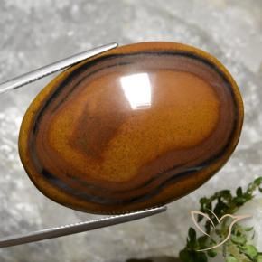 92.65 ct Brown Tiger's Eye Stone, Natural Tiger's Eye in Oval Cabochon Shape for Sale