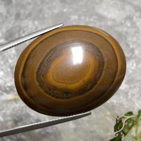 89.36 ct Brown Tiger's Eye Stone, Natural Tiger's Eye in Oval Cabochon Shape for Sale