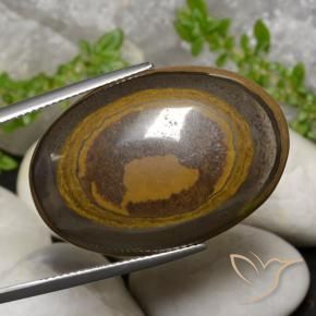 39.14 ct Brown Tiger's Eye Stone, Natural Tiger's Eye in Oval Cabochon Shape for Sale