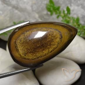 59.01 ct Brown Tiger's Eye Stone, Natural Tiger's Eye in Pear Cabochon Shape for Sale