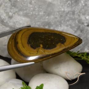 Tiger's Eye Gemstone in 41.6 x 27.4 mm Size for Sale, Tiger's Eye Stone in Medium-Dark Brown Color