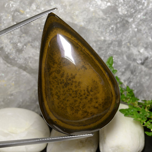Medium-Dark Brown Tiger's Eye Gem - 98.7ct Pear Cabochon (ID: 472187)