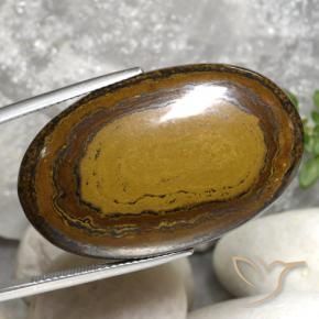 51.22 ct Brown Tiger's Eye Stone, Natural Tiger's Eye in Oval Cabochon Shape for Sale